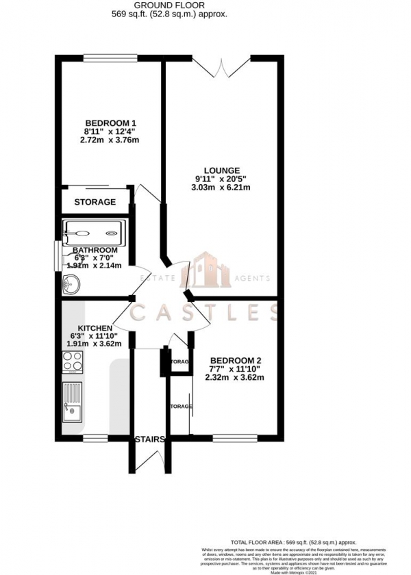 Floor Plan Image for 2 Bedroom Flat for Sale in Postern Close, Portchester