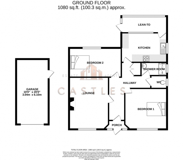 Floor Plan Image for 2 Bedroom Detached Bungalow for Sale in The Thicket, Fareham