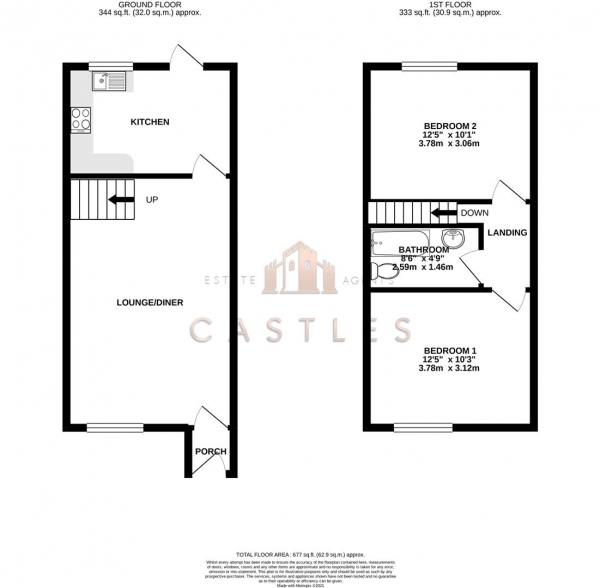 Floor Plan Image for 2 Bedroom Property for Sale in Exton Gardens, Fareham