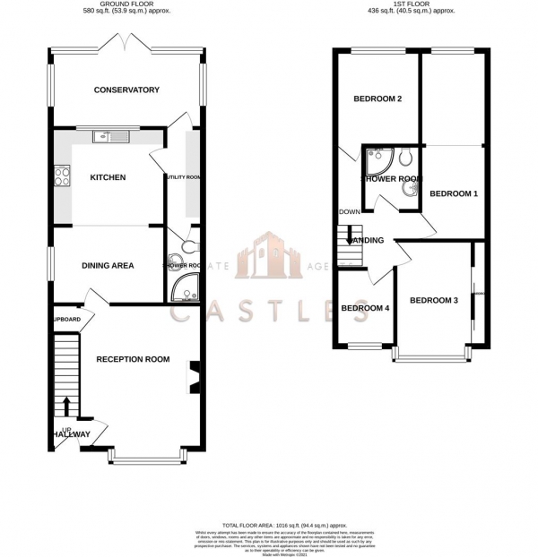 Floor Plan Image for 4 Bedroom End of Terrace House for Sale in The Crossway, Fareham