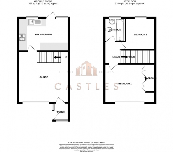 Floor Plan for 2 Bedroom Property for Sale in Lime Grove, Portsmouth, PO6, 4DQ - Guide Price &pound210,000