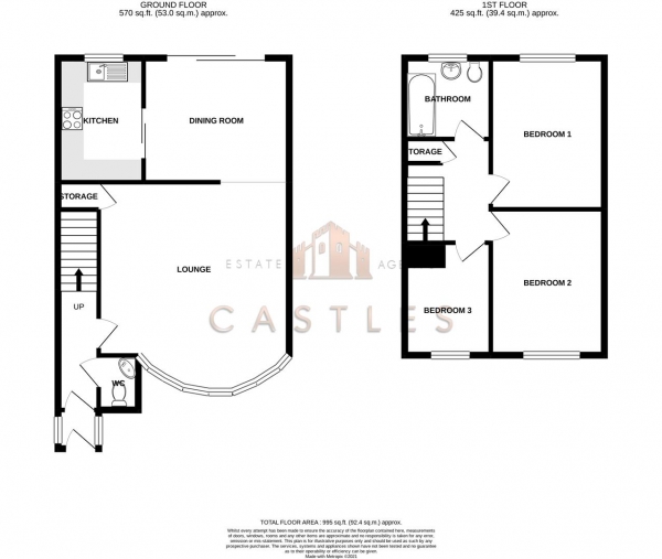 Floor Plan Image for 3 Bedroom Terraced House for Sale in Verger Close, Fareham