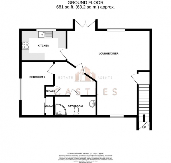 Floor Plan Image for 1 Bedroom Flat for Sale in Postern Close, Portchester, Fareham