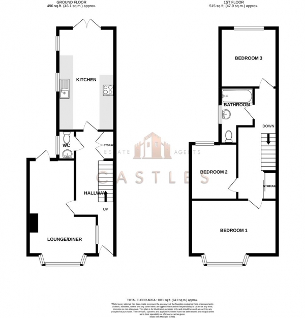 Floor Plan for 3 Bedroom Property for Sale in Salisbury Road, Cosham, Portsmouth, PO6, 2PL - Guide Price &pound265,000