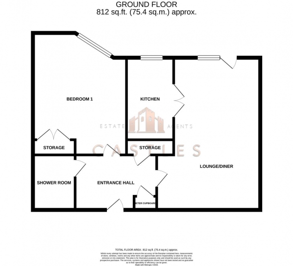 Floor Plan Image for 1 Bedroom Flat for Sale in Grove Road, Fareham