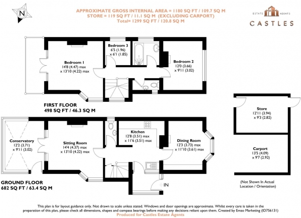 Floor Plan Image for 3 Bedroom Detached House for Sale in Wickham Road, Fareham