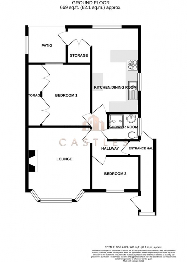 Floor Plan Image for 2 Bedroom Semi-Detached Bungalow for Sale in Orchard Grove, Portchester