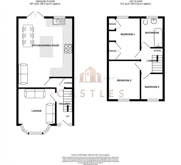 Floor Plan Image for 3 Bedroom Property for Sale in King John Avenue, Portchester