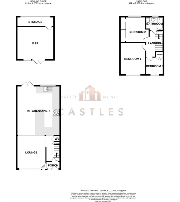 Floor Plan Image for 3 Bedroom Property for Sale in Coppins Grove, Portchester