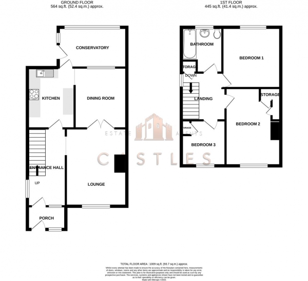 Floor Plan Image for 3 Bedroom Property for Sale in Castle View Road, Fareham