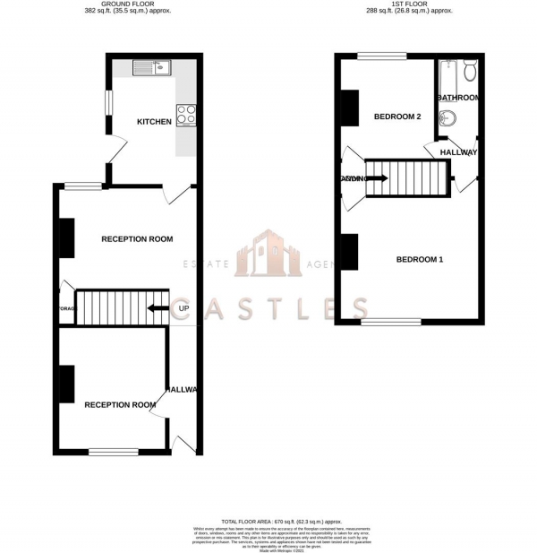 Floor Plan for 2 Bedroom Property for Sale in Station Road, Portsmouth, PO3, 5BG - Offers Over &pound180,000