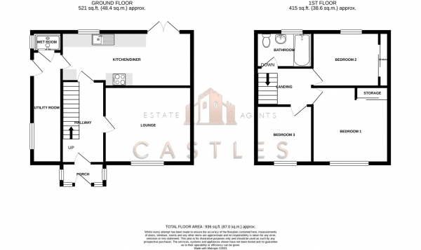 Floor Plan for 3 Bedroom Property for Sale in Falmouth Road, Portsmouth, PO6, 4JR - Guide Price &pound240,000