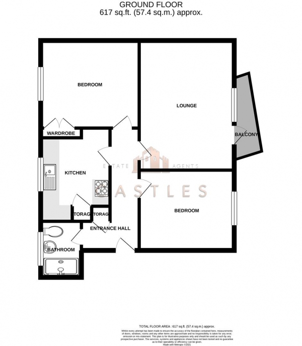 Floor Plan Image for 2 Bedroom Flat for Sale in Eastern Road, Portsmouth