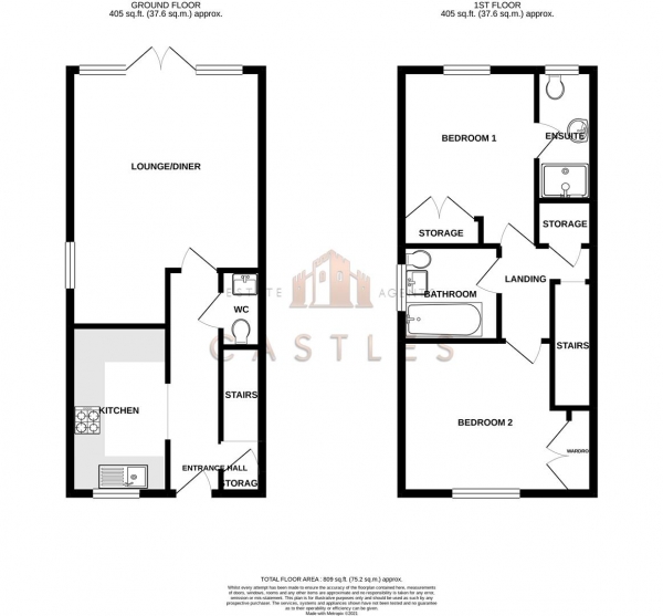 Floor Plan Image for 2 Bedroom End of Terrace House for Sale in Nautilus Drive, Portsmouth