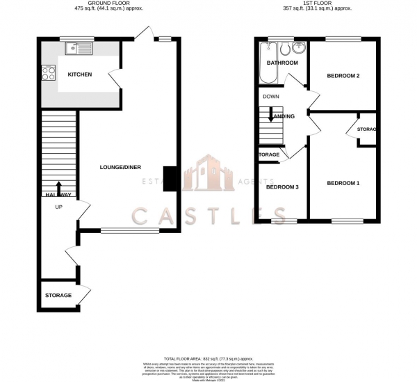 Floor Plan for 3 Bedroom Property for Sale in Farmlea Road, Paulsgrove, PO6, 4SG - Offers Over &pound250,000