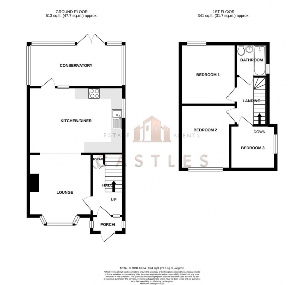 Floor Plan Image for 3 Bedroom End of Terrace House for Sale in Crescent Road, Fareham