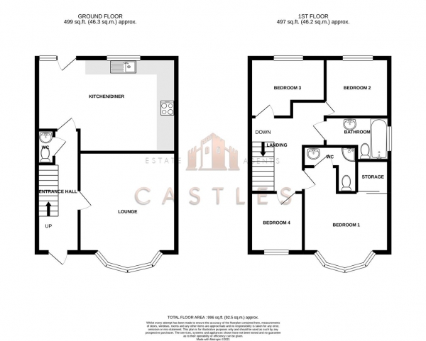 Floor Plan for 4 Bedroom Semi-Detached House for Sale in Kirby Road, Portsmouth, PO2, 0PF - Offers Over &pound375,000