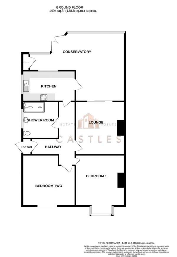 Floor Plan Image for 2 Bedroom Semi-Detached Bungalow for Sale in Carberry Drive, Portchester