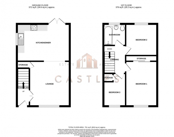 Floor Plan Image for 3 Bedroom Semi-Detached House for Sale in Lysander Way, Waterlooville