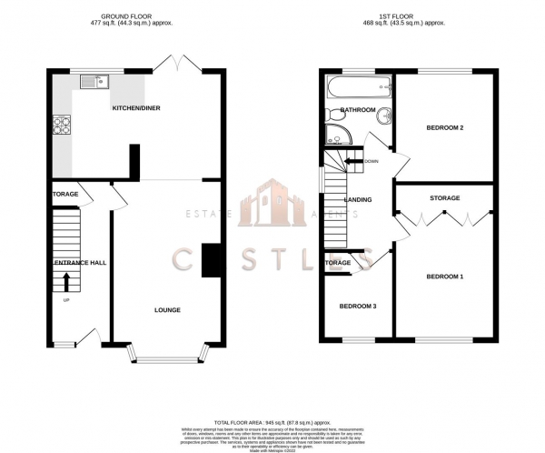 Floor Plan Image for 3 Bedroom End of Terrace House for Sale in Neelands Grove, Portchester Borders