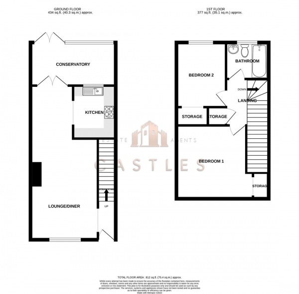 Floor Plan Image for 2 Bedroom Terraced House for Sale in Farmlea Road, Paulsgrove