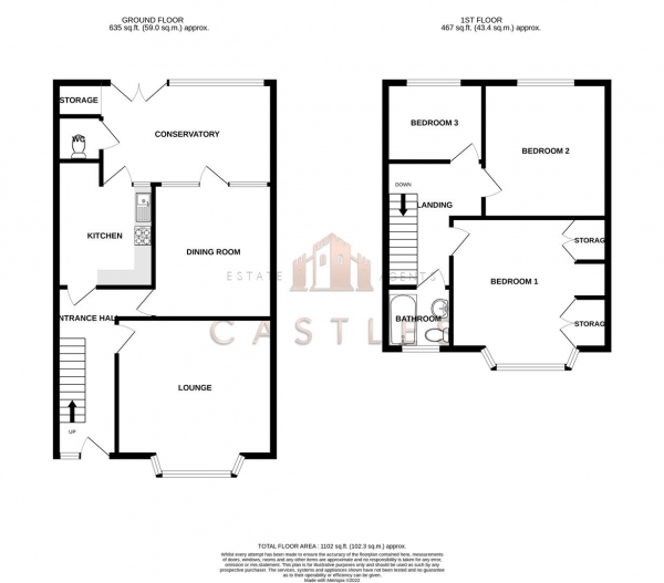 Floor Plan for 3 Bedroom Property for Sale in Highgrove Road, Baffins, PO3, 6PP - Offers Over &pound260,000