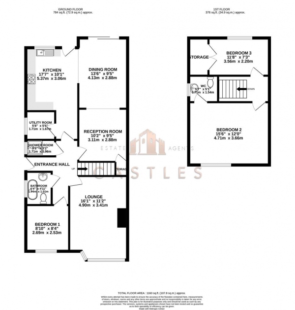 Floor Plan Image for 3 Bedroom Semi-Detached Bungalow for Sale in Kelvin Grove, Portchester