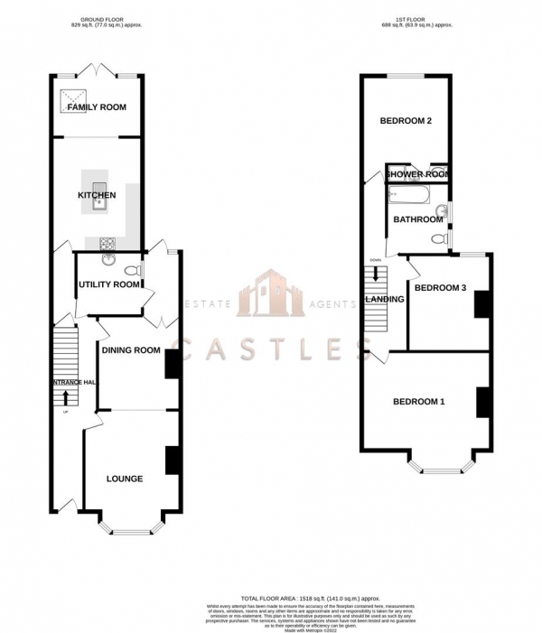 Floor Plan Image for 3 Bedroom Terraced House for Sale in Wadham Road, Portsmouth