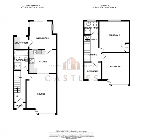 Floor Plan Image for 3 Bedroom Terraced House for Sale in Windmill Grove, Portchester