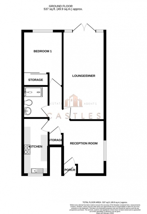 Floor Plan Image for 1 Bedroom Flat for Sale in Postern Close, Portchester