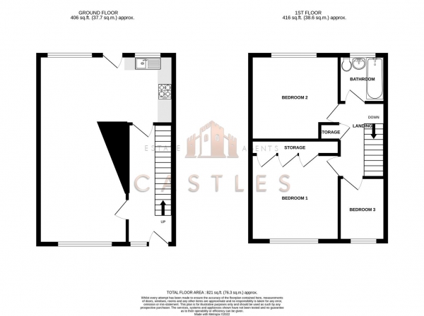 Floor Plan Image for 3 Bedroom End of Terrace House for Sale in Cherry Tree Avenue, Waterlooville