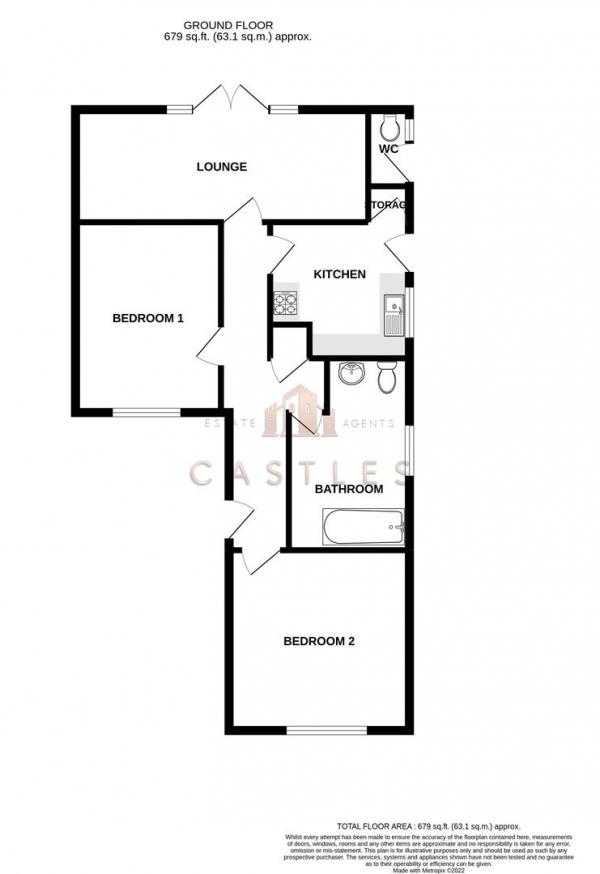 Floor Plan Image for 2 Bedroom Detached Bungalow for Sale in Clay Lane, Fishbourne, Chichester