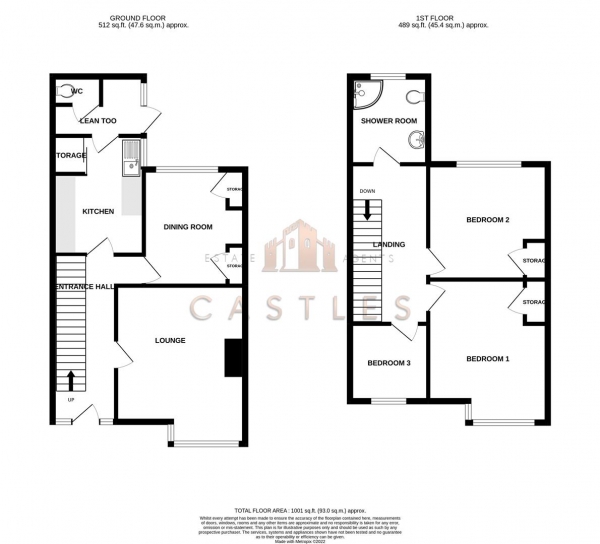 Floor Plan Image for 3 Bedroom Terraced House for Sale in Orchard Grove, Portchester