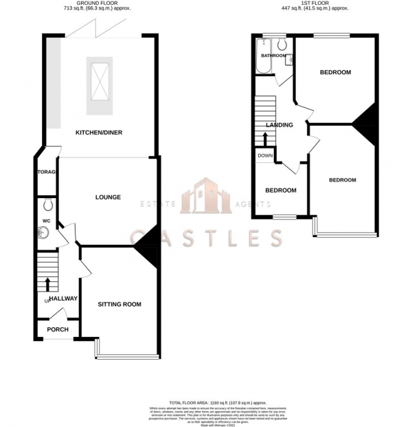 Floor Plan Image for 3 Bedroom Property for Sale in Hawthorn Crescent, Cosham, Portsmouth