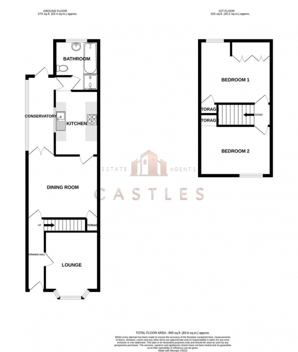 Floor Plan Image for 2 Bedroom Terraced House for Sale in Knox Road, Portsmouth