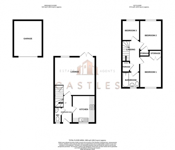 Floor Plan Image for 3 Bedroom Semi-Detached House for Sale in Caer Peris View, Portchester