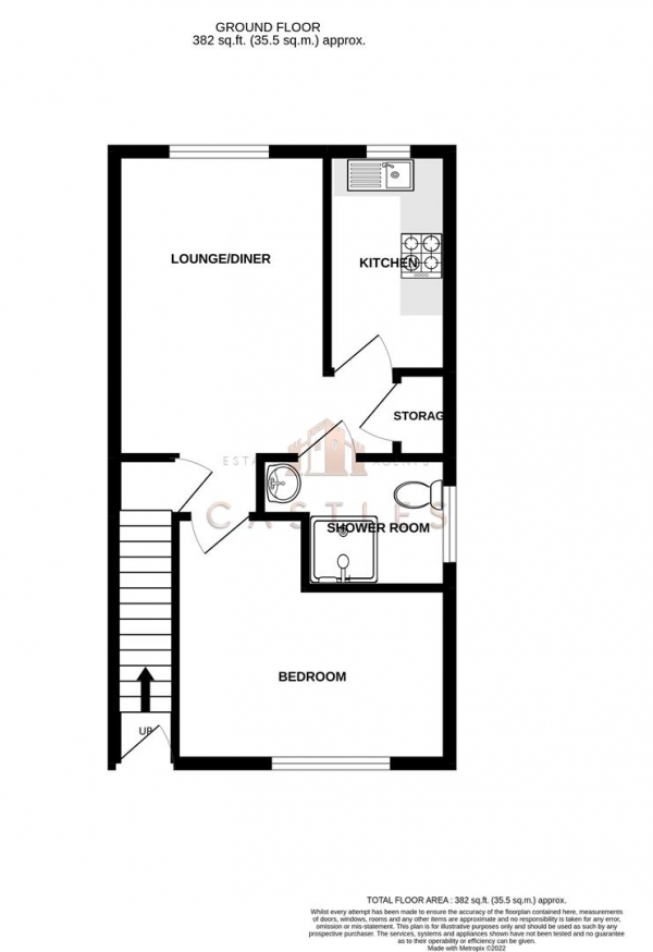 Floor Plan Image for 1 Bedroom Flat for Sale in Hawkwell, Portchester, Fareham