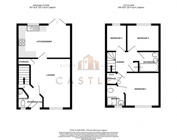 Floor Plan Image for 3 Bedroom End of Terrace House for Sale in Taylor Close, Waterlooville