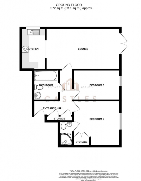 Floor Plan Image for 2 Bedroom Apartment for Sale in Irene Court, Rosoman Road, Southampton