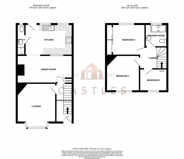 Floor Plan Image for 3 Bedroom Terraced House for Sale in Marina Grove, Portchester