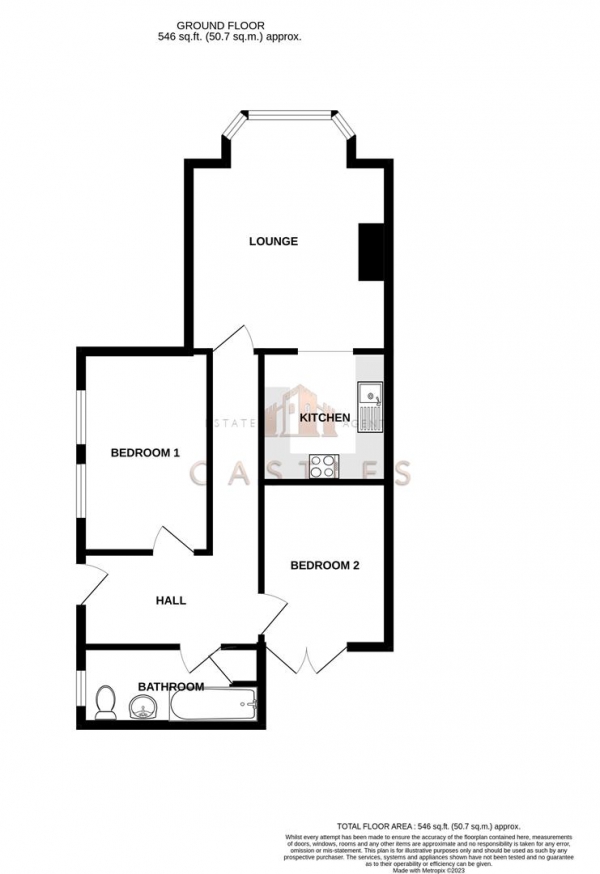 Floor Plan Image for 2 Bedroom Flat for Sale in Waverley Grove, Southsea