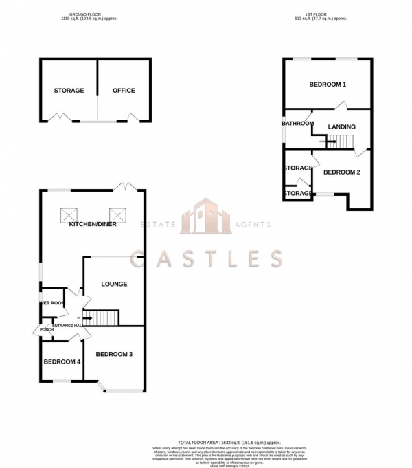 Floor Plan Image for 4 Bedroom Semi-Detached Bungalow for Sale in Grove Avenue, Portchester