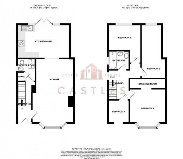 Floor Plan Image for 4 Bedroom End of Terrace House for Sale in Worthing Avenue, Elson, Gosport