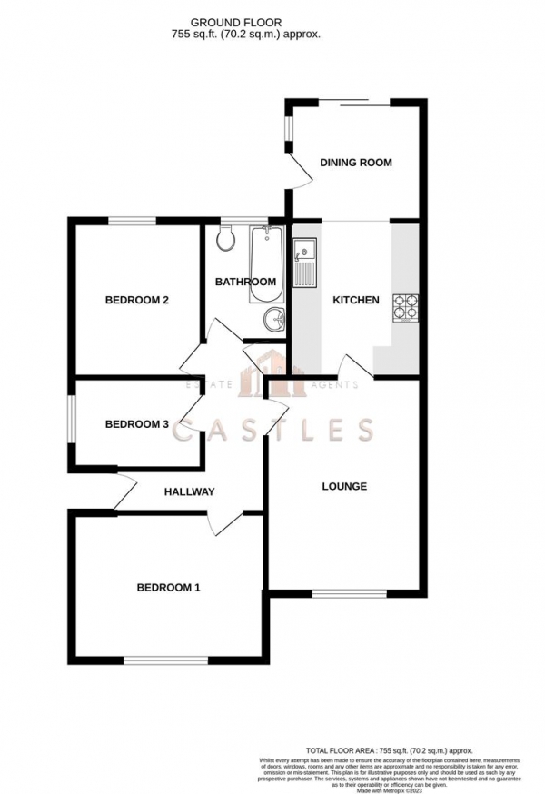 Floor Plan Image for 3 Bedroom Semi-Detached Bungalow for Sale in Dudleston Heath Drive, Waterlooville