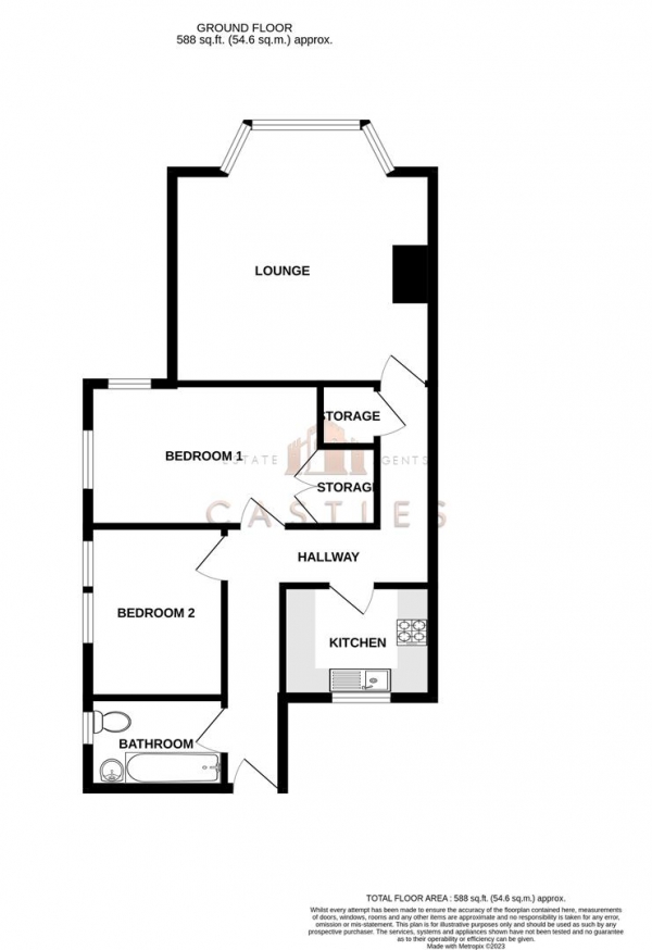 Floor Plan Image for 2 Bedroom Flat for Sale in Waverley Grove, Southsea