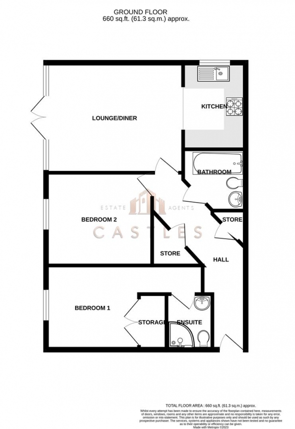 Floor Plan Image for 2 Bedroom Apartment for Sale in Irene Court, Rosoman Road, Southampton