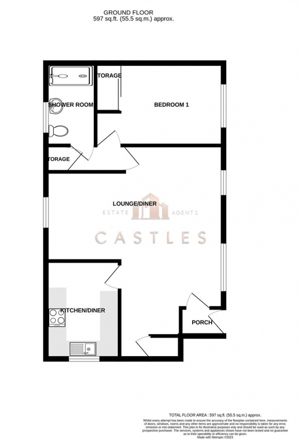 Floor Plan Image for 1 Bedroom Flat for Sale in Postern Close, Portchester