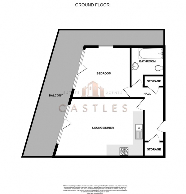 Floor Plan Image for 1 Bedroom Flat for Sale in 1 Royal Crescent Road, Southampton