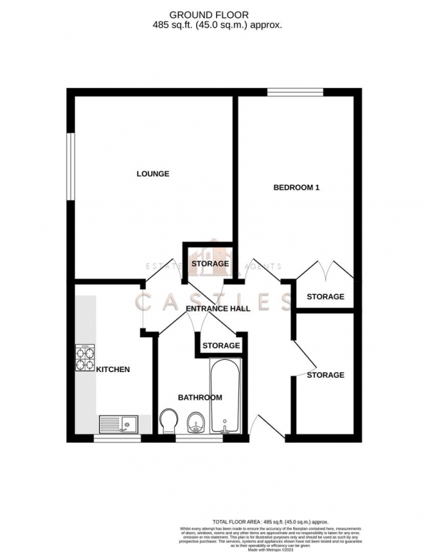 Floor Plan Image for 1 Bedroom Apartment for Sale in Robinson Court, Portchester