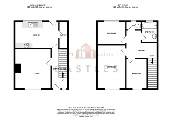 Floor Plan Image for 3 Bedroom Terraced House for Sale in Shelley Avenue, Paulsgrove